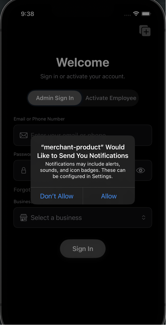 Notification permission screen
