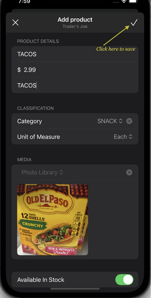 Completed product form